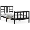 Black Bed Frame with Headboard - 90x190 cm Single Solid Wood