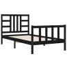 Black Bed Frame with Headboard - 90x190 cm Single Solid Wood