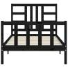 Black Bed Frame with Headboard - 90x190 cm Single Solid Wood