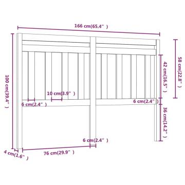 Grey Bed Headboard 166x4x100 cm - Solid Pine Wood