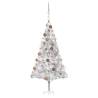 Artificial Pre-lit Christmas Tree with Ball Set Silver 180 cm PET Colour silver and rose Size 180 x 93 cm Quantity in Package 1 Number of Branch Tips 