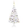 Artificial Pre-lit Christmas Tree with Ball Set White 150 cm PVC Colour white and gold Size 150 x 80 cm Quantity in Package 1 Number of Branch Tips 