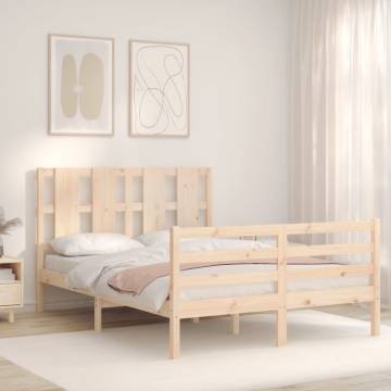 Solid Wood Small Double Bed Frame with Headboard | HipoMarket