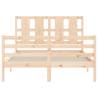 Solid Wood Small Double Bed Frame with Headboard | HipoMarket