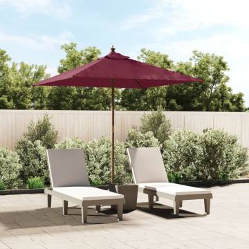 Garden Parasol with Wooden Pole - Bordeaux Red | HipoMarket