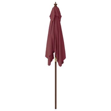 Garden Parasol with Wooden Pole - Bordeaux Red | HipoMarket