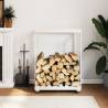 Log Holder with Wheels White 76.5x40x108 cm Solid Wood Pine Colour white 