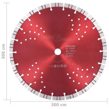 Diamond Cutting Disc 300mm with Turbo Segments & Holes