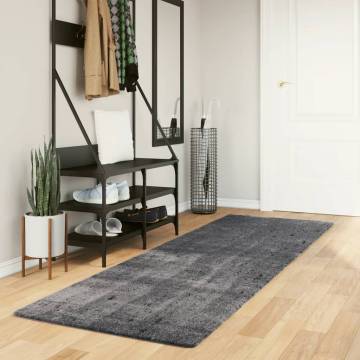 Rug HUARTE Short Pile Soft Anthracite 80x250 cm - Hipomarket