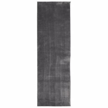 Rug HUARTE Short Pile Soft Anthracite 80x250 cm - Hipomarket