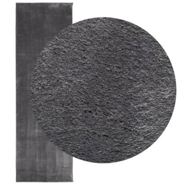 Rug HUARTE Short Pile Soft Anthracite 80x250 cm - Hipomarket