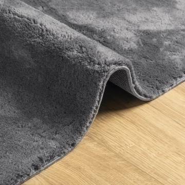 Rug HUARTE Short Pile Soft Anthracite 80x250 cm - Hipomarket