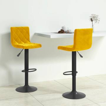 Mustard Yellow Velvet Bar Stools - Set of 2 | HipoMarket