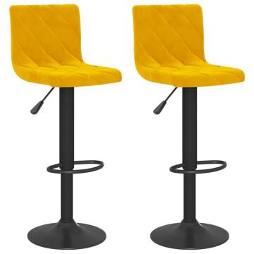 Mustard Yellow Velvet Bar Stools - Set of 2 | HipoMarket