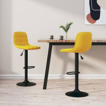 Yellow Velvet Bar Stools - 2 Pcs for Comfort & Style