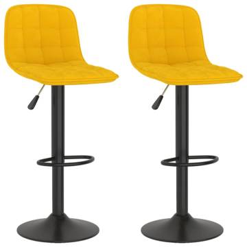 Yellow Velvet Bar Stools - 2 Pcs for Comfort & Style