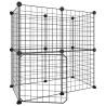 12-Panel Pet Cage with Door - Black Steel 35x35 cm | HipoMarket