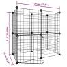 12-Panel Pet Cage with Door - Black Steel 35x35 cm | HipoMarket