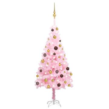 Pink Pre-Lit Christmas Tree with Balls Set - 120 cm PVC