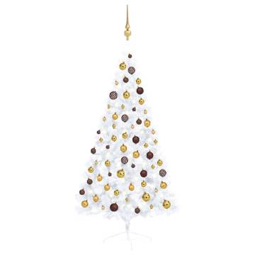 Artificial Half Pre-lit Christmas Tree with Ball Set - 150cm White