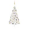 Artificial Half Pre-lit Christmas Tree with Ball Set White 150 cm Colour white and gold Size 150 x 95 cm Quantity in Package 1 Number of Branch Tips 