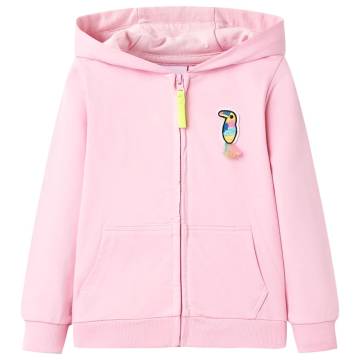 Kids' Hooded Sweatshirt with Zip - Bright Pink 104 | Hipomarket