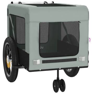 Pet Bike Trailer - Grey & Black Oxford Fabric, Durable Iron Frame