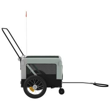 Pet Bike Trailer - Grey & Black Oxford Fabric, Durable Iron Frame