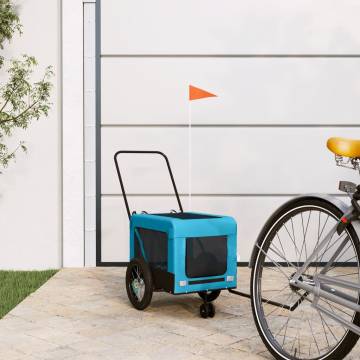 Durable Pet Bike Trailer - Blue & Black Oxford Fabric