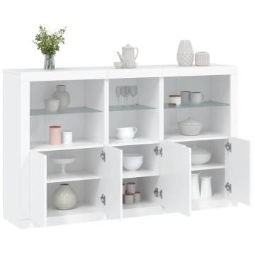 Modern Sideboard with LED Lights - White 162x37x100 cm