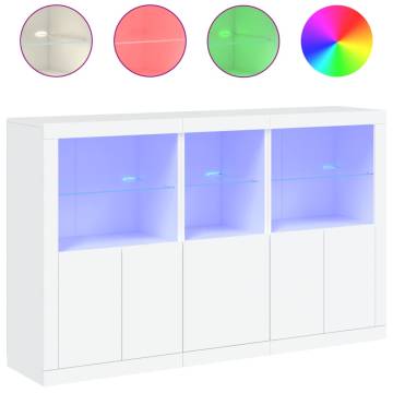 Modern Sideboard with LED Lights - White 162x37x100 cm