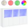 Modern Sideboard with LED Lights - White 162x37x100 cm