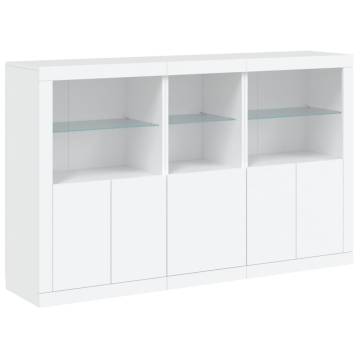 Modern Sideboard with LED Lights - White 162x37x100 cm