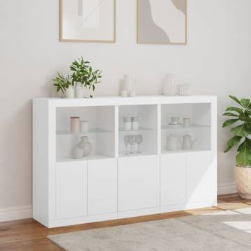 Modern Sideboard with LED Lights - White 162x37x100 cm