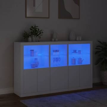 Modern Sideboard with LED Lights - White 162x37x100 cm