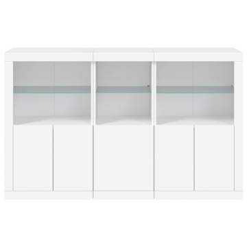 Modern Sideboard with LED Lights - White 162x37x100 cm