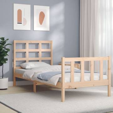 Solid Wood Bed Frame with Headboard 90x200 cm | Hipomarket