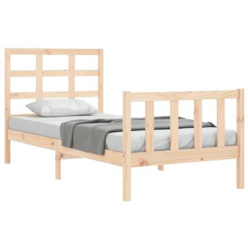 Solid Wood Bed Frame with Headboard 90x200 cm | Hipomarket