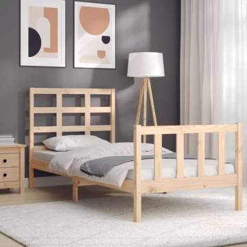 Solid Wood Bed Frame with Headboard 90x200 cm | Hipomarket