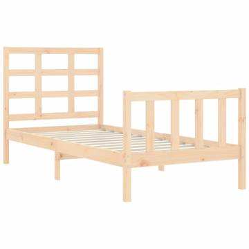 Solid Wood Bed Frame with Headboard 90x200 cm | Hipomarket