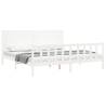 White Super King Size Bed Frame with Headboard - Solid Wood