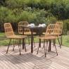 5 Piece Garden Dining Set Poly Rattan Colour brown Size 80 cm table length Number of 4 