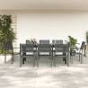 9 Piece Garden Dining Set - Elegant Black Steel & Textilene