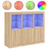 Sideboards with LED Lights - 3 pcs Sonoma Oak | HipoMarket