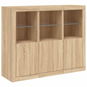 Sideboards with LED Lights - 3 pcs Sonoma Oak | HipoMarket