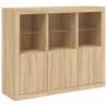 Sideboards with LED Lights - 3 pcs Sonoma Oak | HipoMarket