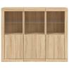 Sideboards with LED Lights - 3 pcs Sonoma Oak | HipoMarket