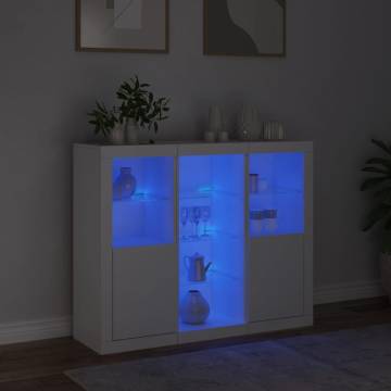 Stylish 3 pcs White Sideboards with LED Lights | Hipo Market