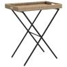 Folding Tray Table Beige 65x40x75 cm - Poly Rattan