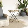 Folding Tray Table Beige 65x40x75 cm - Poly Rattan